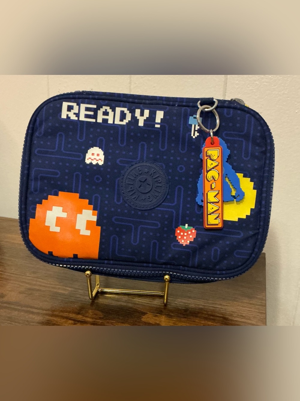 Rare HTF Out Of Stock Kipling X Pac-Man 100 Pens Pencil Nylon Arcade Print Case